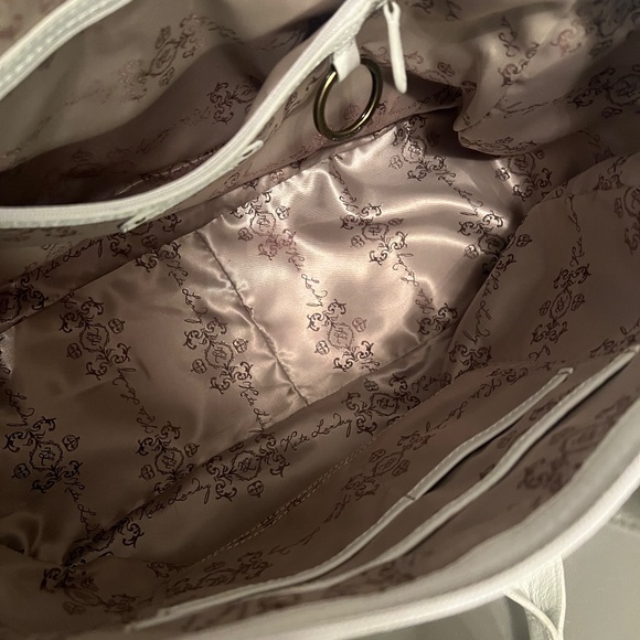 Kate Landry Faux Leather White Shoulder Bag with Woven Detailing - Picture 5 of 5